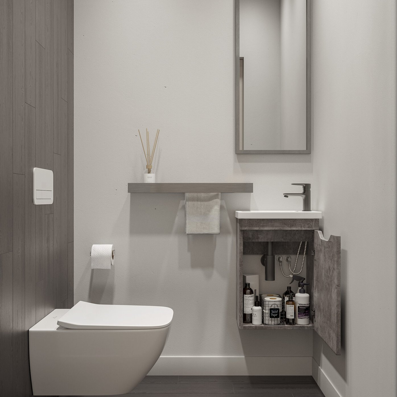 ИЗЕО 40 комплект мебели подвесной с дверцей (тумба + раковина Квадро 40) цвет Камень темный IZ-T40KT-V