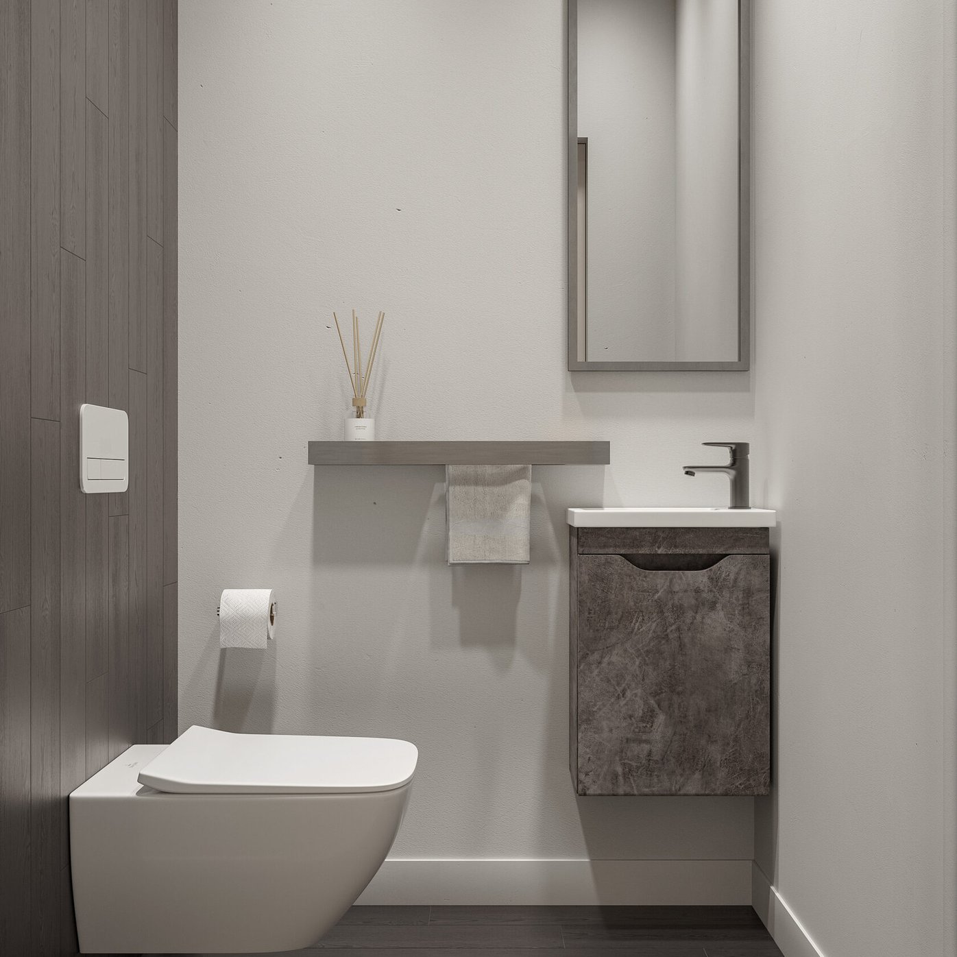 ИЗЕО 40 комплект мебели подвесной с дверцей (тумба + раковина Квадро 40) цвет Камень темный IZ-T40KT-V