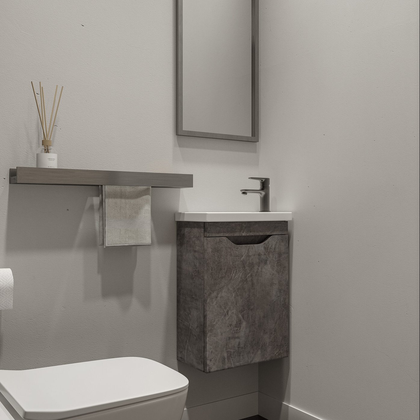 ИЗЕО 40 комплект мебели подвесной с дверцей (тумба + раковина Квадро 40) цвет Камень темный IZ-T40KT-V