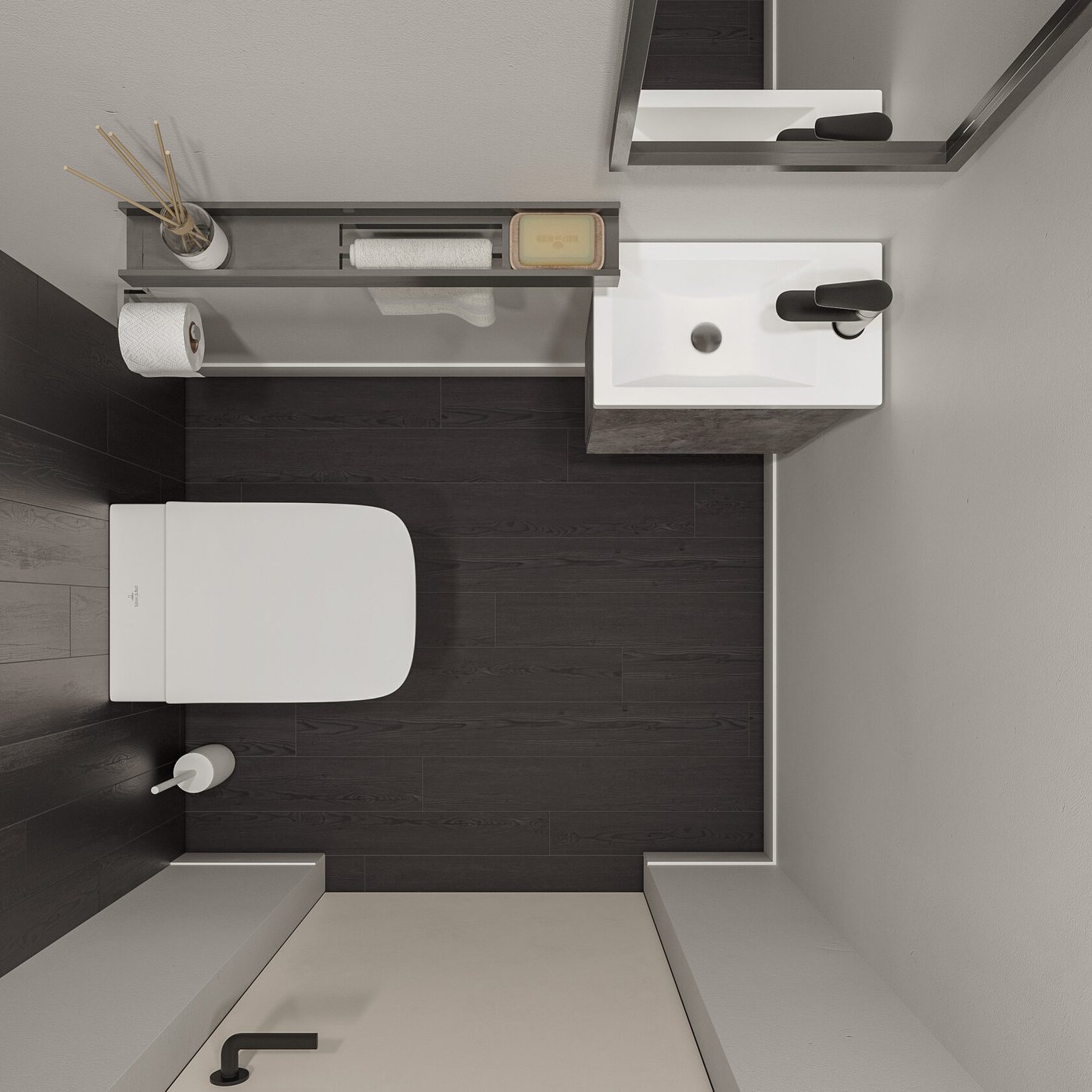 ИЗЕО 40 комплект мебели подвесной с дверцей (тумба + раковина Квадро 40) цвет Камень темный IZ-T40KT-V