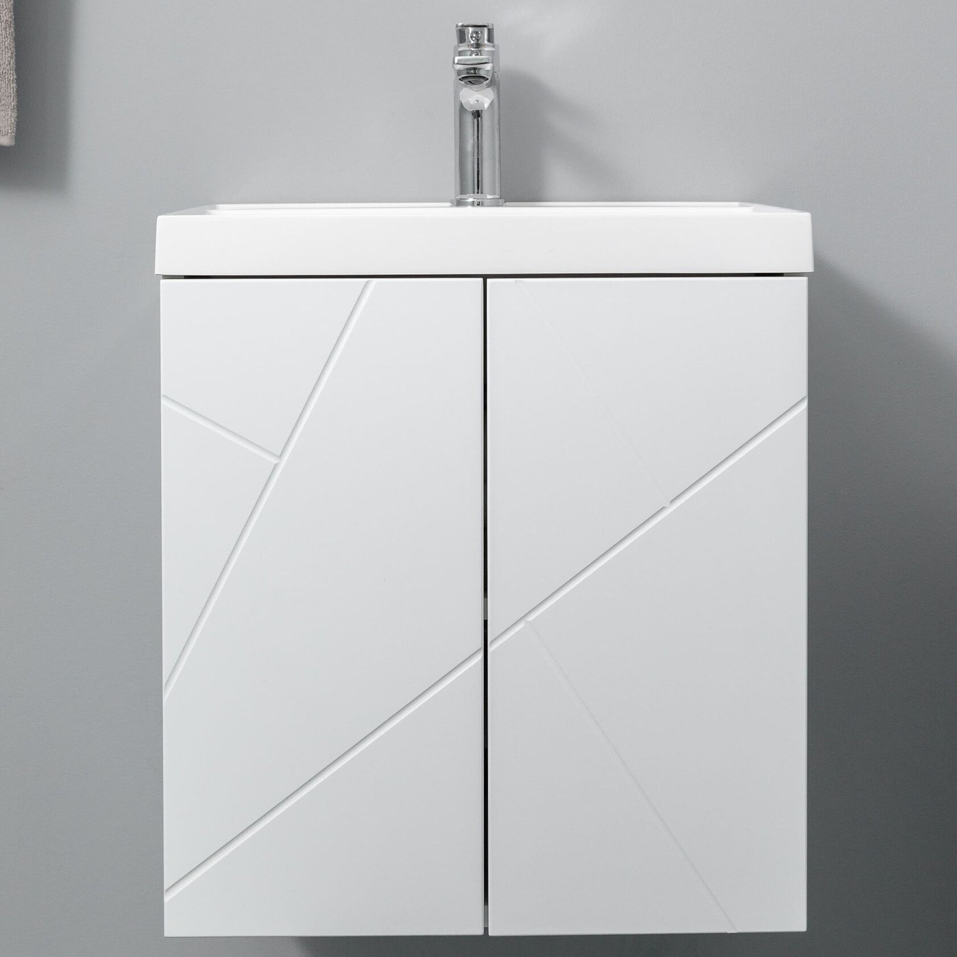 МИО 50 Комплект мебели подвесной с дверцами, фасад МДФ геометрия (под Слим 50/Альтаис 35), Белый MI-T50-W