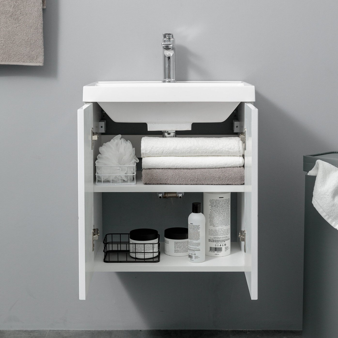 МИО 50 Комплект мебели подвесной с дверцами, фасад МДФ геометрия (под Слим 50/Альтаис 35), Белый MI-T50-W