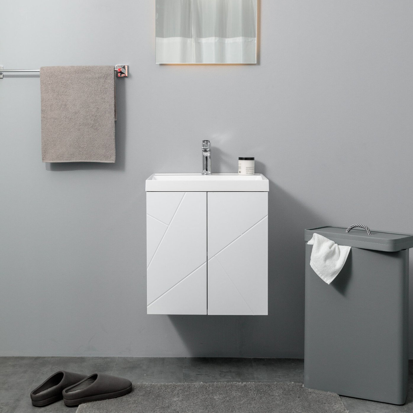 МИО 50 Комплект мебели подвесной с дверцами, фасад МДФ геометрия (под Слим 50/Альтаис 35), Белый MI-T50-W