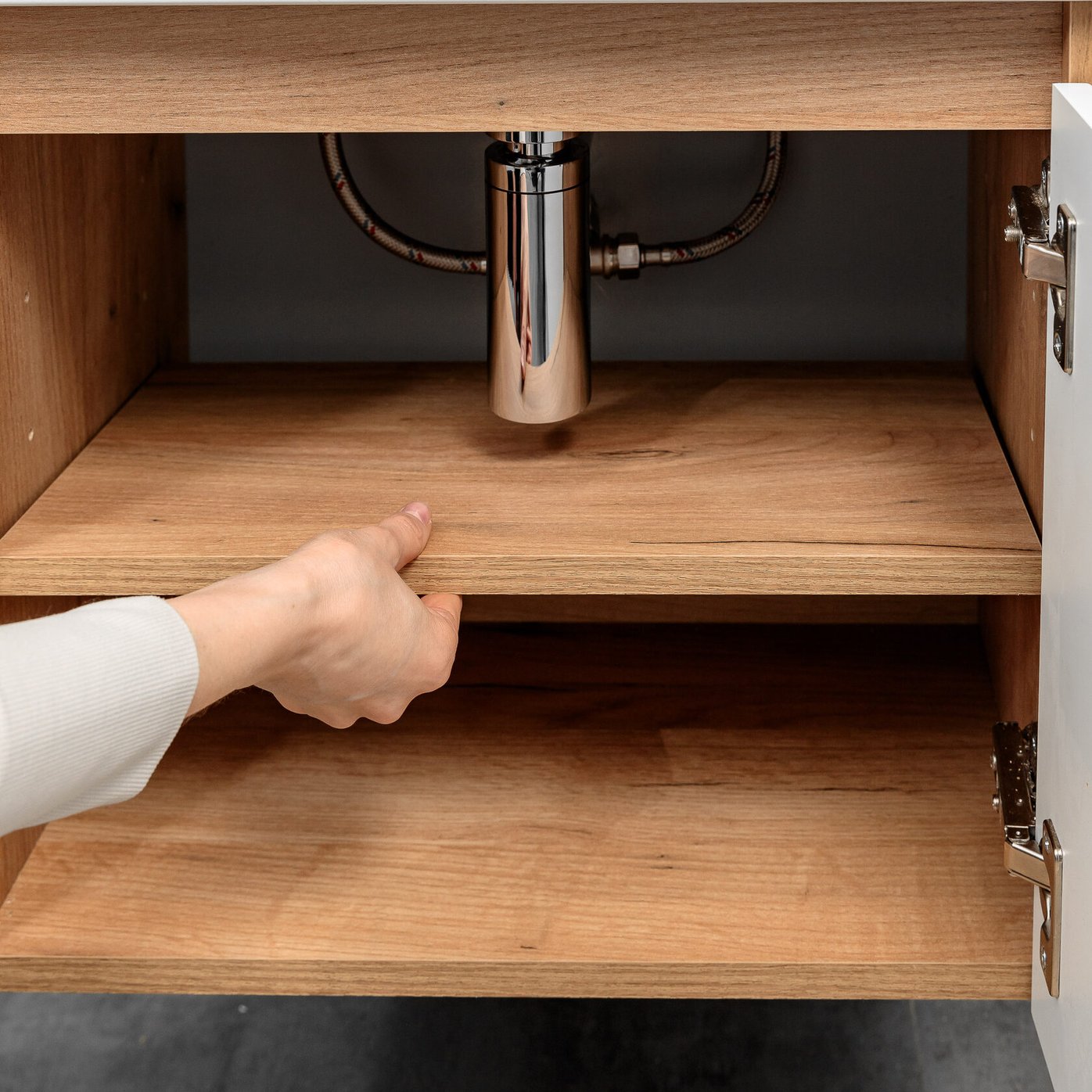 ФОРТУНА 50 Комплект мебели подвесной, дверь с вырезом (под Слим 50/Альтаис 35), цвет Белый+Крафт FT-S-T50W/PW