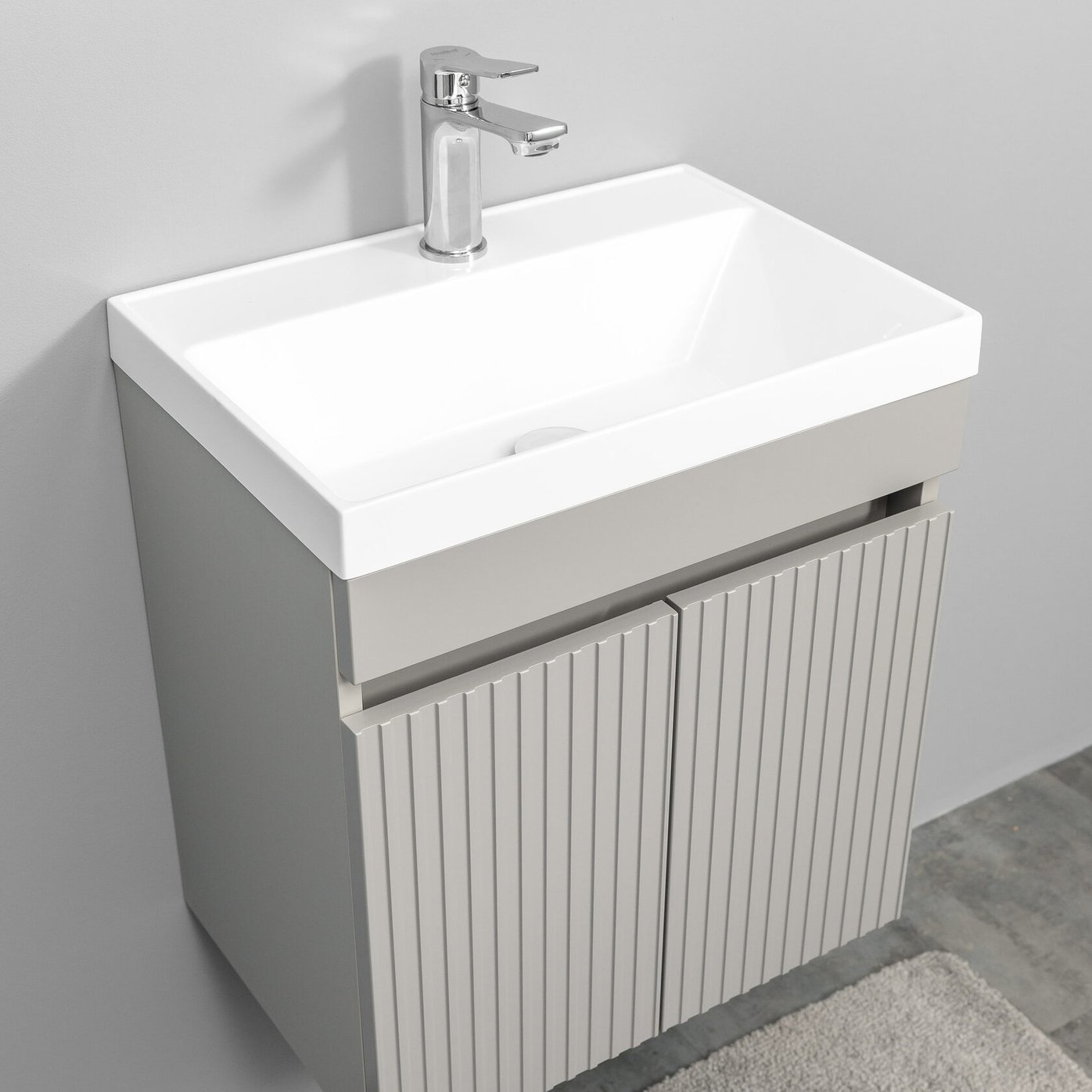 ТЕННО 50 Комплект мебели подвесной с раковиной Слим 50/Альтаис 35, серый матовый, TN-T50FrGr 