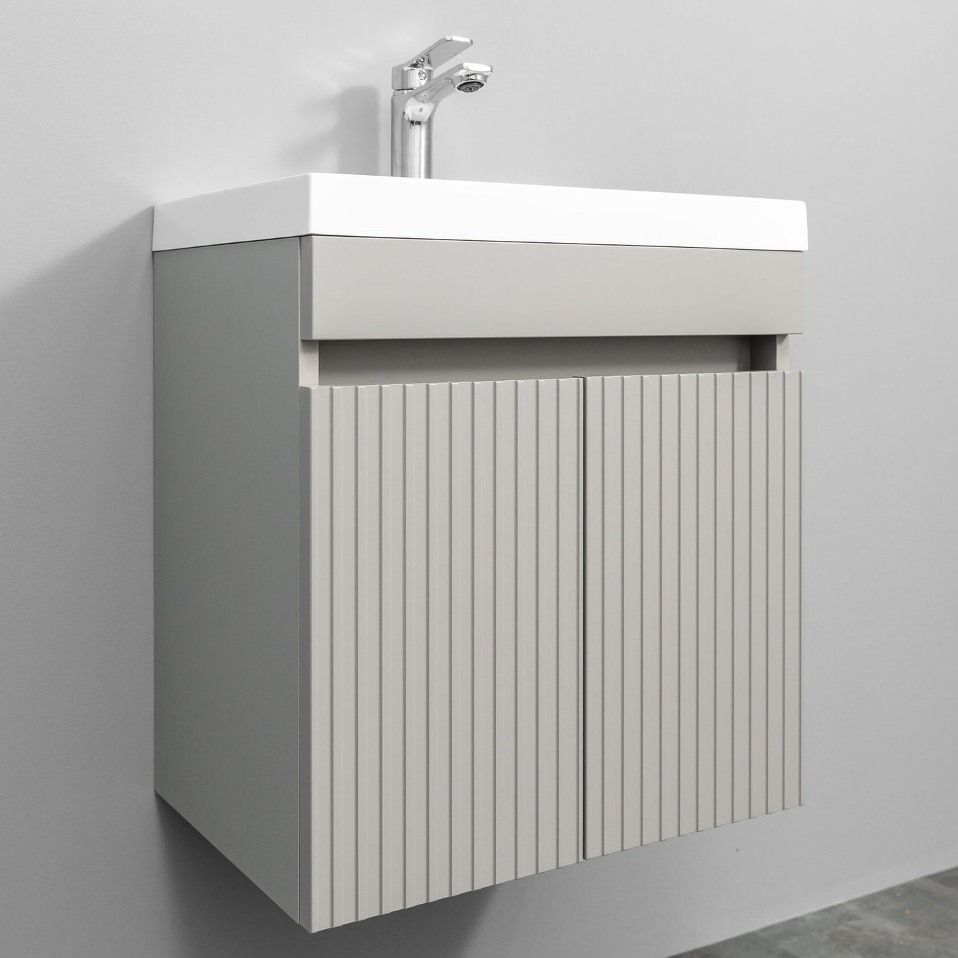 ТЕННО 50 Комплект мебели подвесной с раковиной Слим 50/Альтаис 35, серый матовый, TN-T50FrGr 