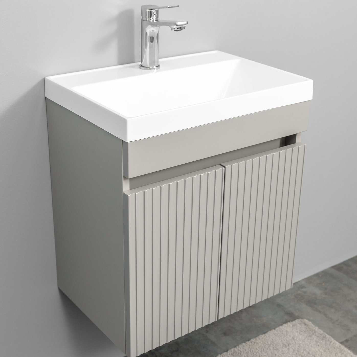 ТЕННО 50 Комплект мебели подвесной с раковиной Слим 50/Альтаис 35, серый матовый, TN-T50FrGr 