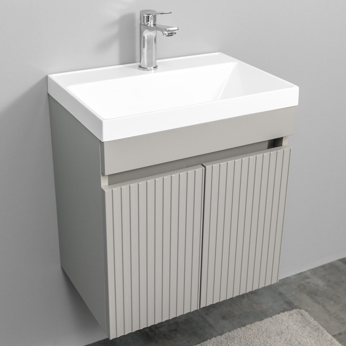 ТЕННО 50 Комплект мебели подвесной с раковиной Слим 50/Альтаис 35, серый матовый, TN-T50FrGr 