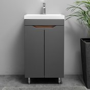 АРОНА 50 Комплект мебели напольный с вырезами на дверцах, фасад МДФ (под Слим 50/Альтаис 35), Графит+Дуб крафт золотой AR-T50-Gr/PW2