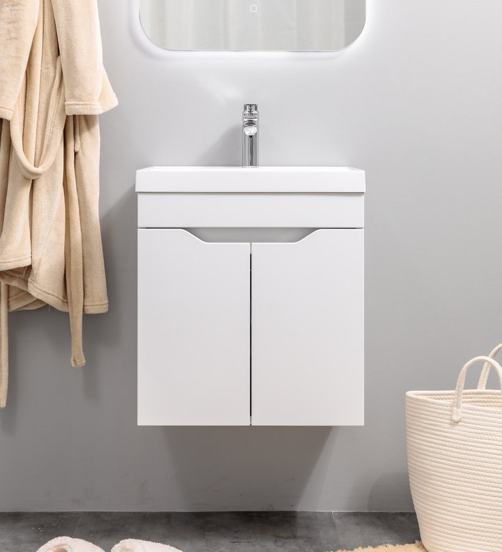 Arona 50 Комплект мебели подвесной с дверцами, фасад МДФ с вырезами (под Слим 50/Altais 35), Белый AR-T50-W