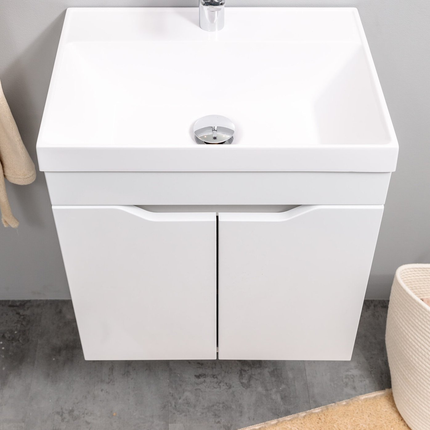 АРОНА 50 Комплект мебели подвесной с дверцами, фасад МДФ с вырезами (под Слим 50/Альтаис 35), Белый AR-T50-W