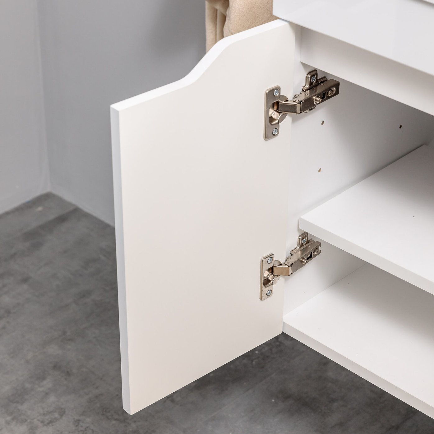 АРОНА 50 Комплект мебели подвесной с дверцами, фасад МДФ с вырезами (под Слим 50/Альтаис 35), Белый AR-T50-W