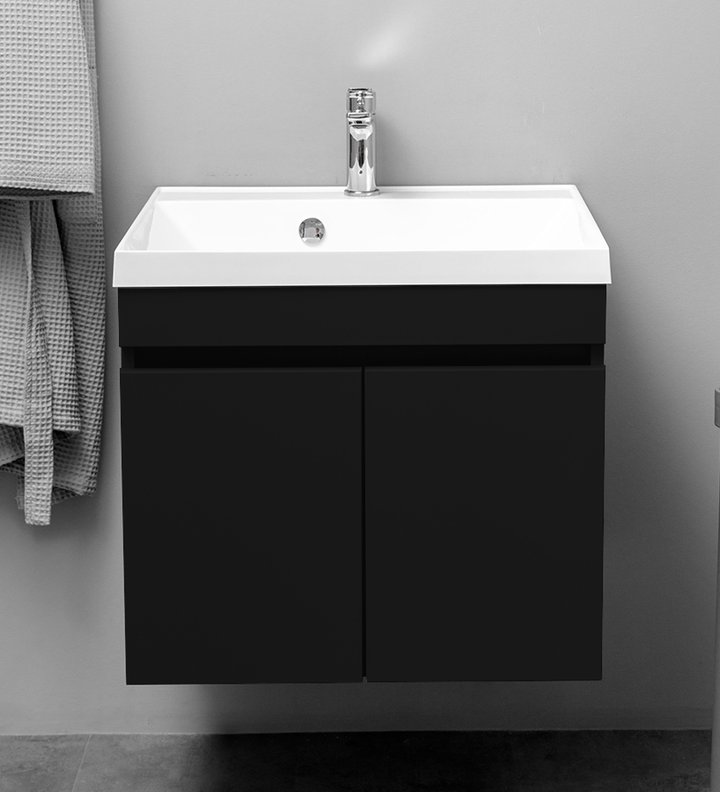 NEMI 60 комплект мебели подвесной c дверцами (тумба + умывальник Дакота 60), Черный NM-D-T60/Bl