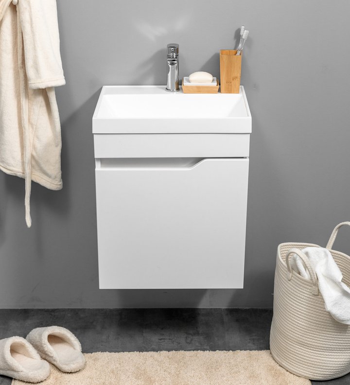 Fortuna 50 Комплект мебели подвесной, дверь с вырезом (под Слим 50/Altais 35), цвет Белый FT-S-T50W