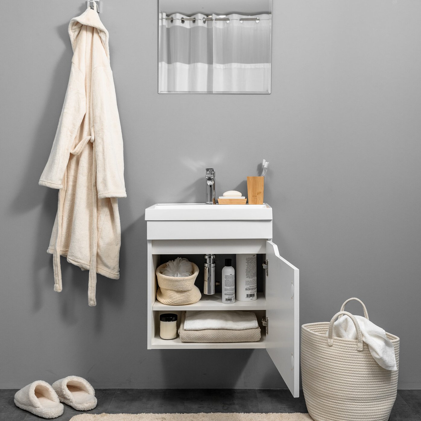 ФОРТУНА 50 Комплект мебели подвесной, дверь с вырезом (под Слим 50/Альтаис 35), цвет Белый FT-S-T50W