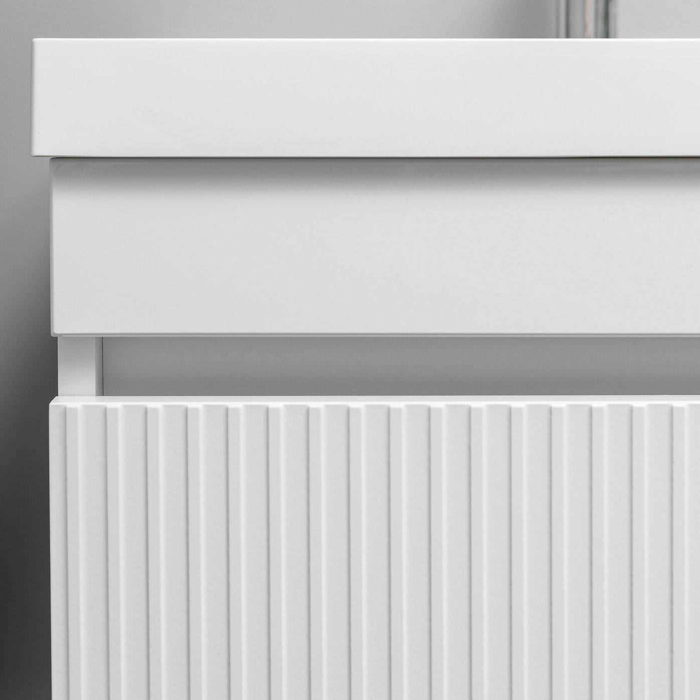 ПУРО 60 комплект, подвесной с 2 ящиками, фасад фрезерованный с нишами (под Астория), цвет Белый PU-T60-W