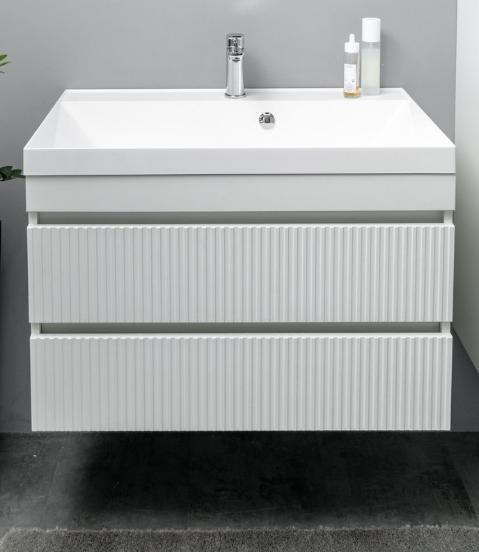 НЕМИ 80 Комплект мебели подвесной c дверцами (тумба + раковина Астория 80), Белый NM-As-T80W