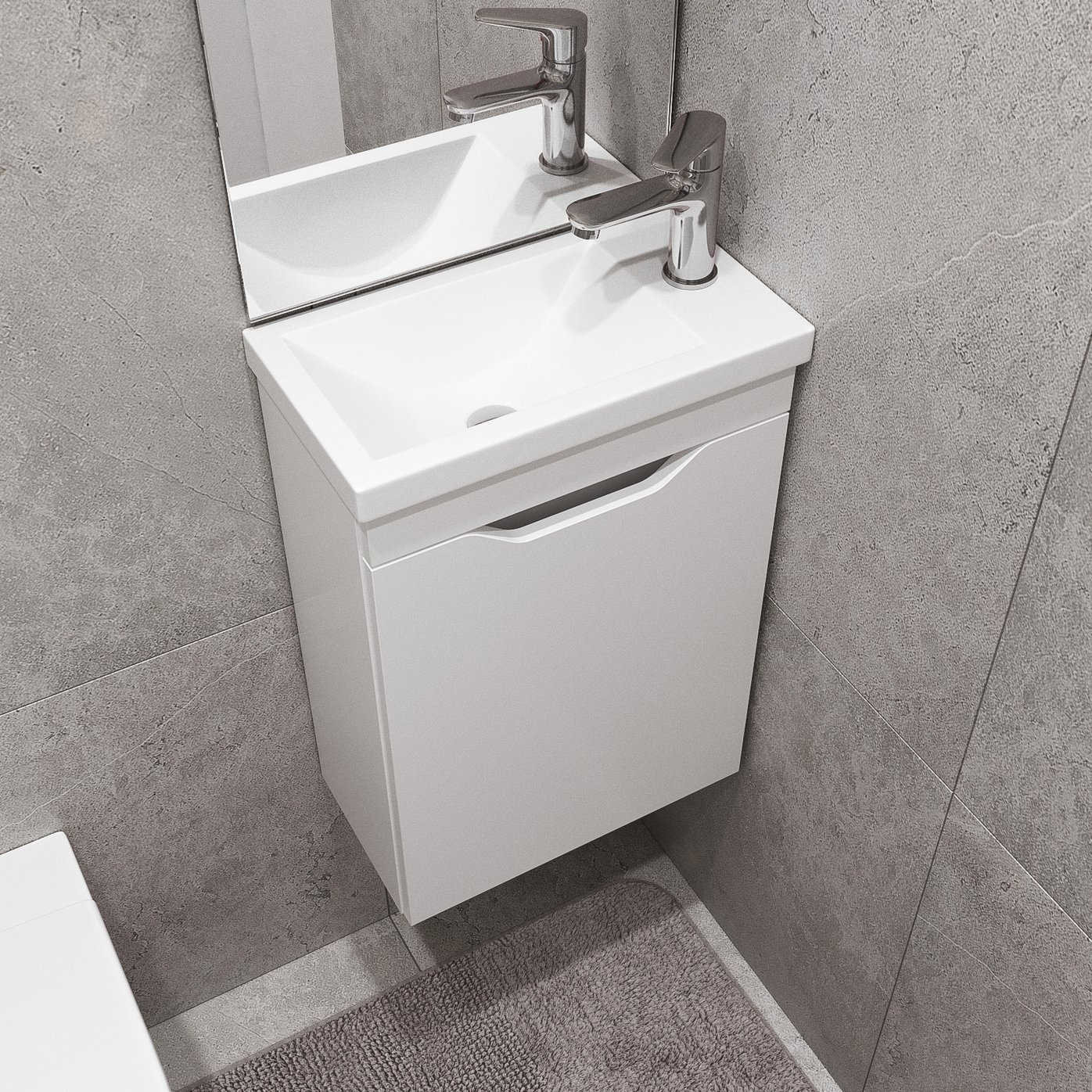 ИЗЕО 40 комплект мебели подвесной с дверцей (тумба + раковина Квадро 40), цвет белый IZ-T40W2-V