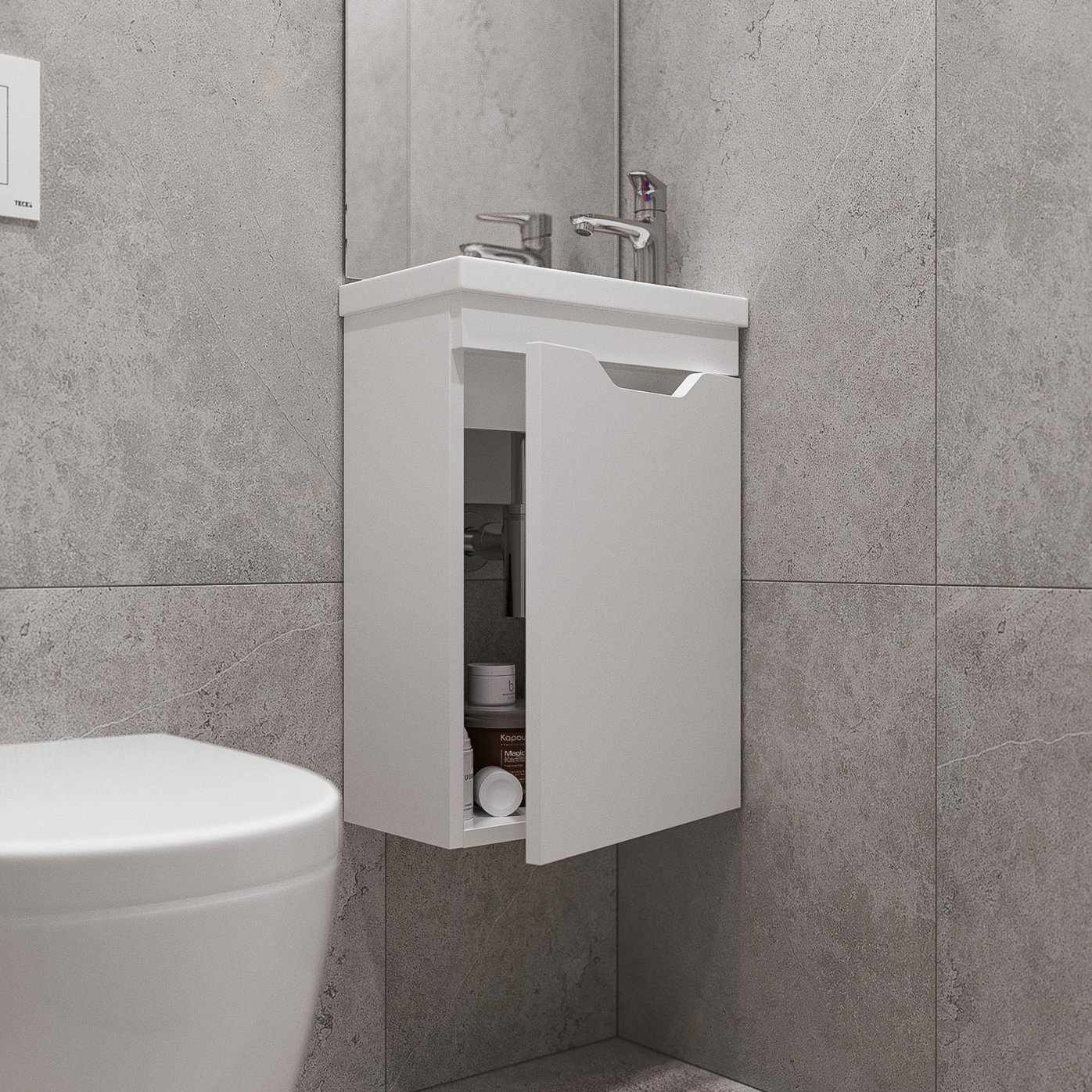 ИЗЕО 40 комплект мебели подвесной с дверцей (тумба + раковина Квадро 40), цвет белый IZ-T40W2-V