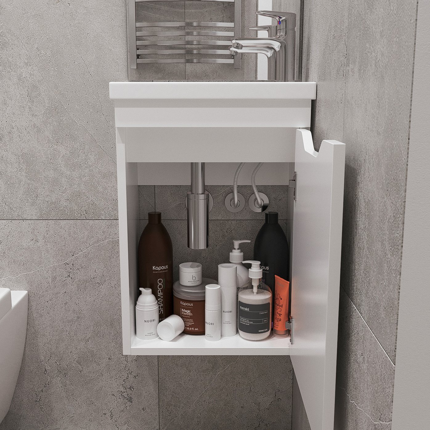 ИЗЕО 40 комплект мебели подвесной с дверцей (тумба + раковина Квадро 40), цвет белый IZ-T40W2-V