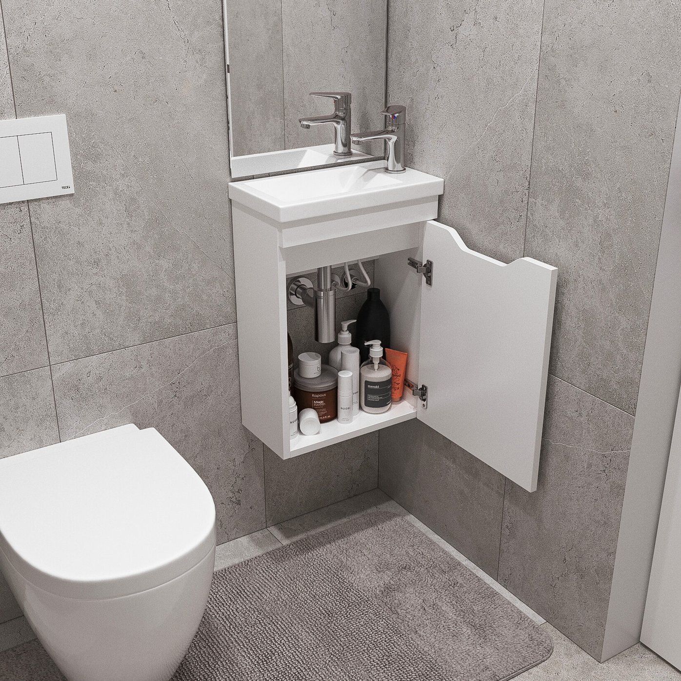 ИЗЕО 40 комплект мебели подвесной с дверцей (тумба + раковина Квадро 40), цвет белый IZ-T40W2-V