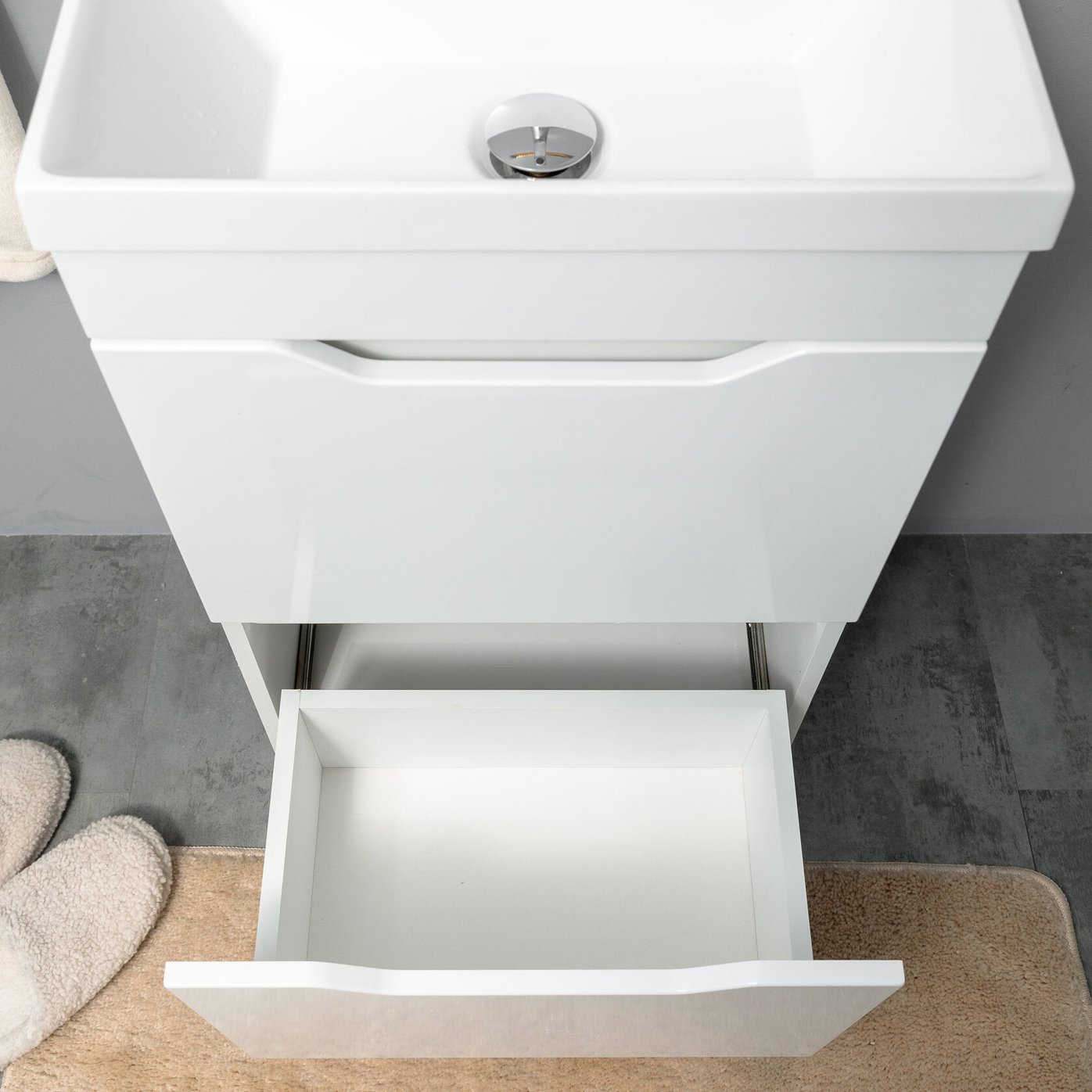 АРОНА 50 Комплект мебели напольный с ящиками, фасад МДФ с вырезами (под Слим 50/Альтаис 35), Белый AR-T50-W2dr