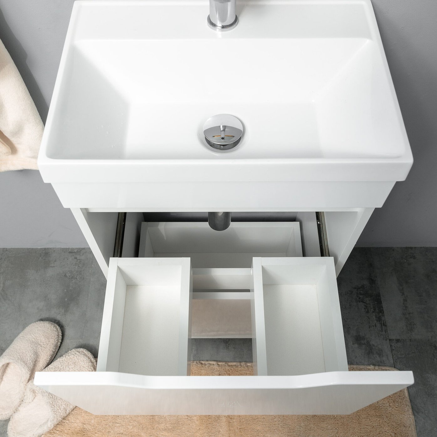 АРОНА 50 Комплект мебели напольный с ящиками, фасад МДФ с вырезами (под Слим 50/Альтаис 35), Белый AR-T50-W2dr