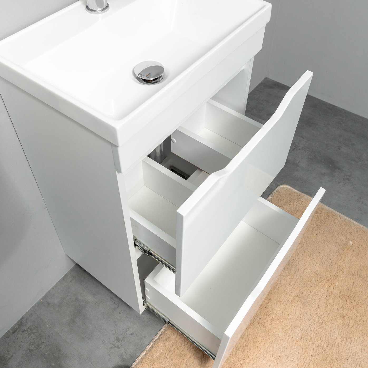 АРОНА 50 Комплект мебели напольный с ящиками, фасад МДФ с вырезами (под Слим 50/Альтаис 35), Белый AR-T50-W2dr