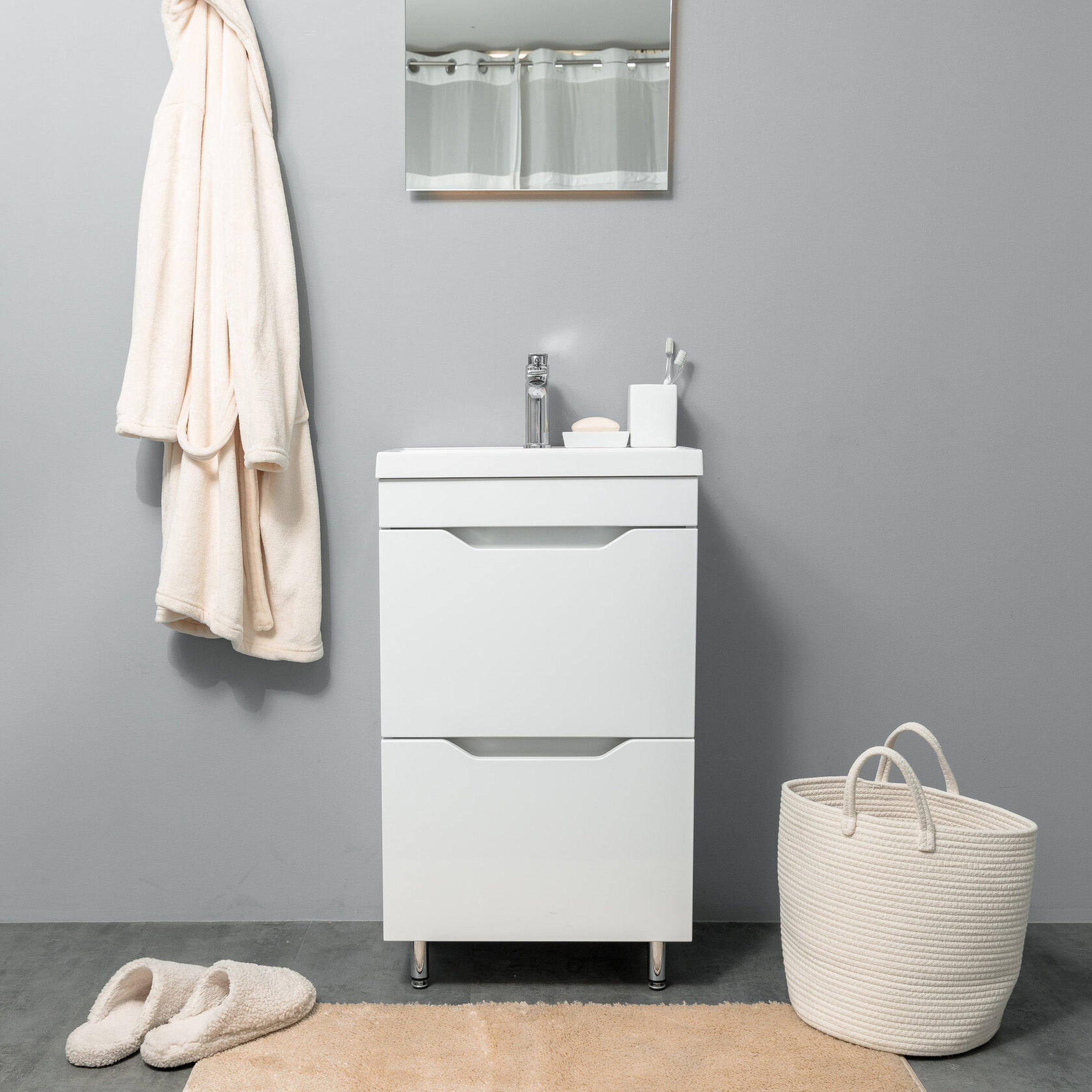 АРОНА 50 Комплект мебели напольный с ящиками, фасад МДФ с вырезами (под Слим 50/Альтаис 35), Белый AR-T50-W2dr