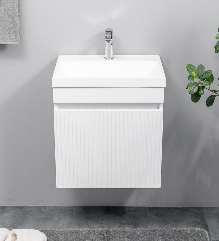 Fresco 50 комплект мебели подвесной c дверью МДФ фрез (под Слим 50/Altais 35), цвет белый Fr-T50FrW